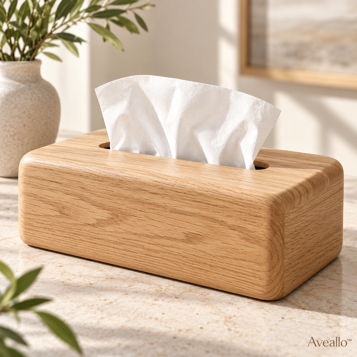 Aveallo™ Rounded Wood Tissue Box Cover