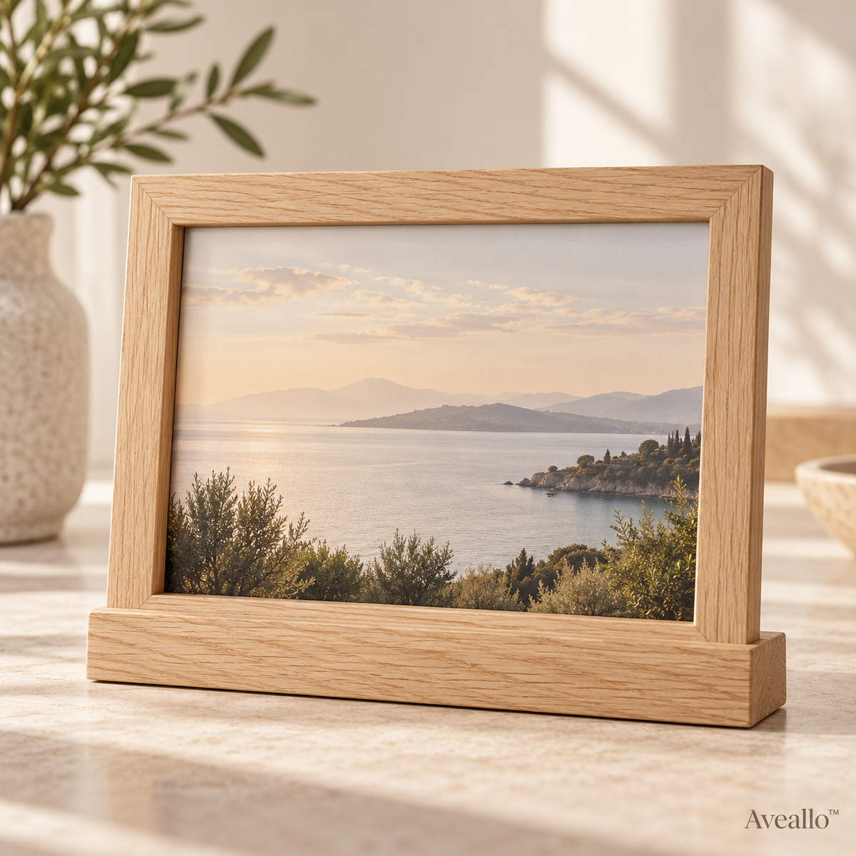 Aveallo™ Landscape Wood Photo Frame with Base