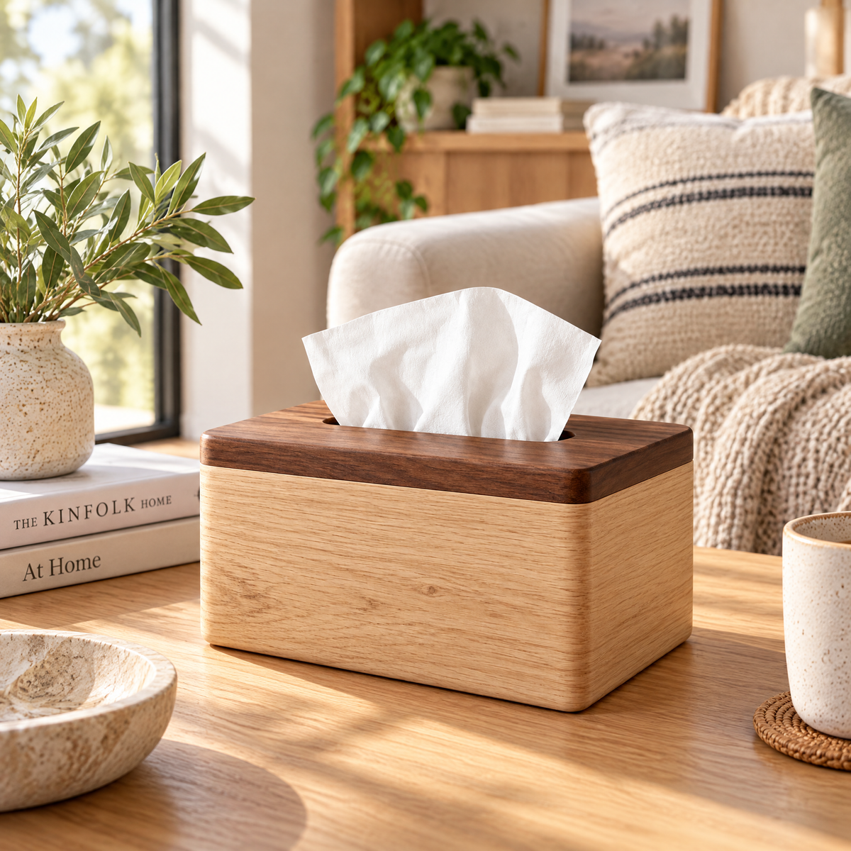 Aveallo™ Two-Tone Wood Tissue Box Cover