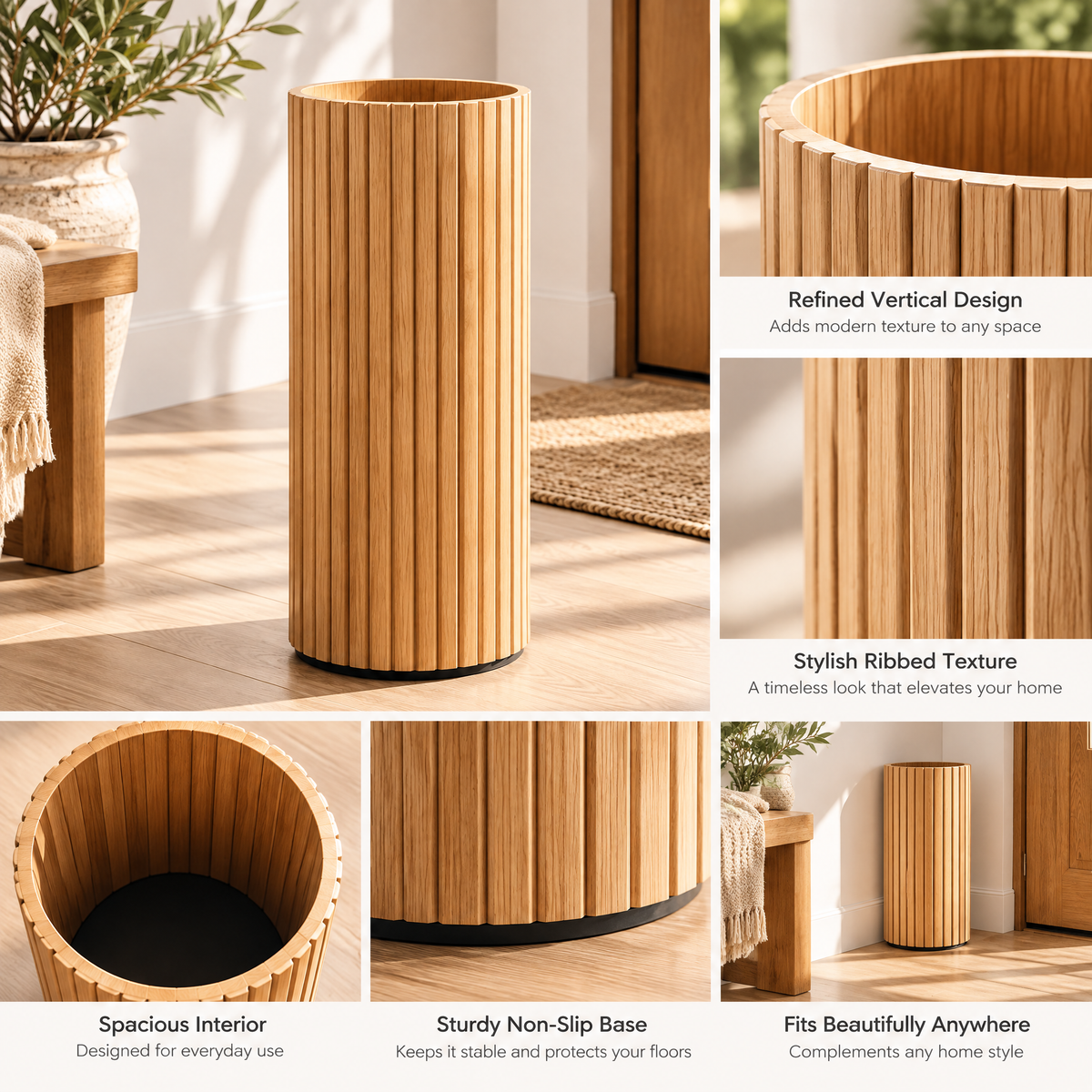 Aveallo™ Fluted Wood Umbrella Stand