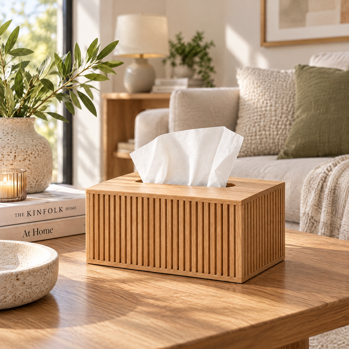 Aveallo™ Slatted Wood Tissue Box Cover