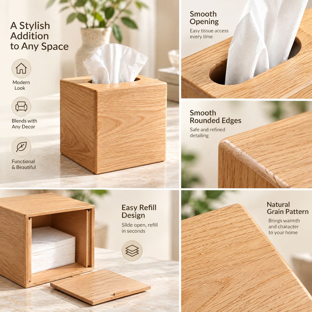 Aveallo™ Cube Wood Tissue Box Cover