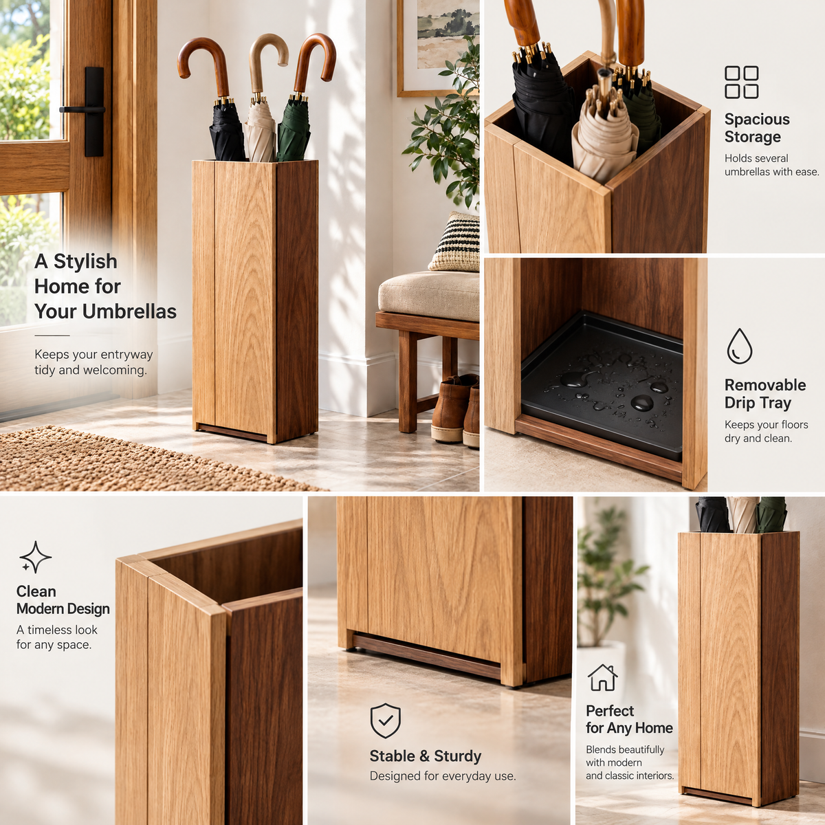 Aveallo™ Two-Tone Wood Umbrella Stand