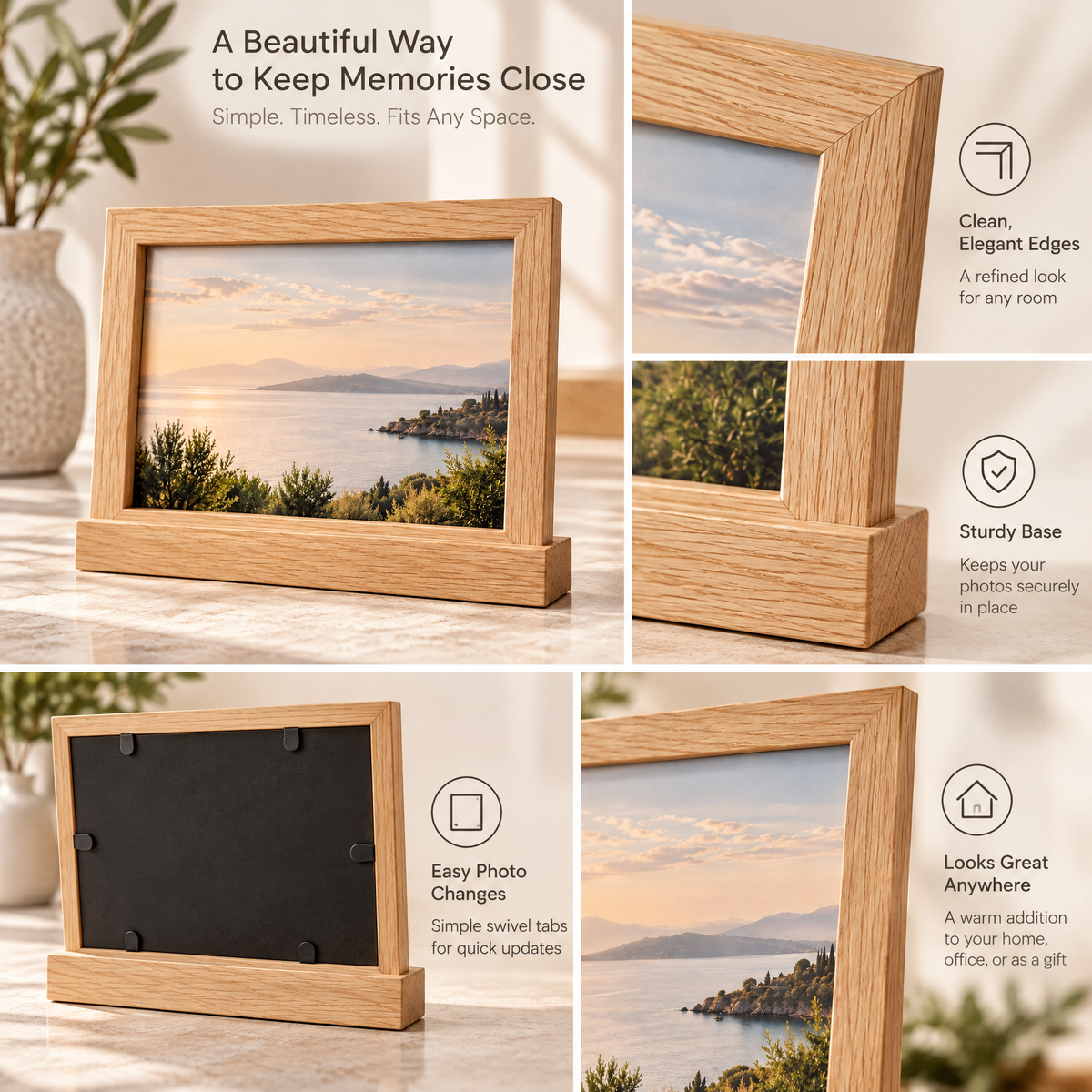 Aveallo™ Landscape Wood Photo Frame with Base