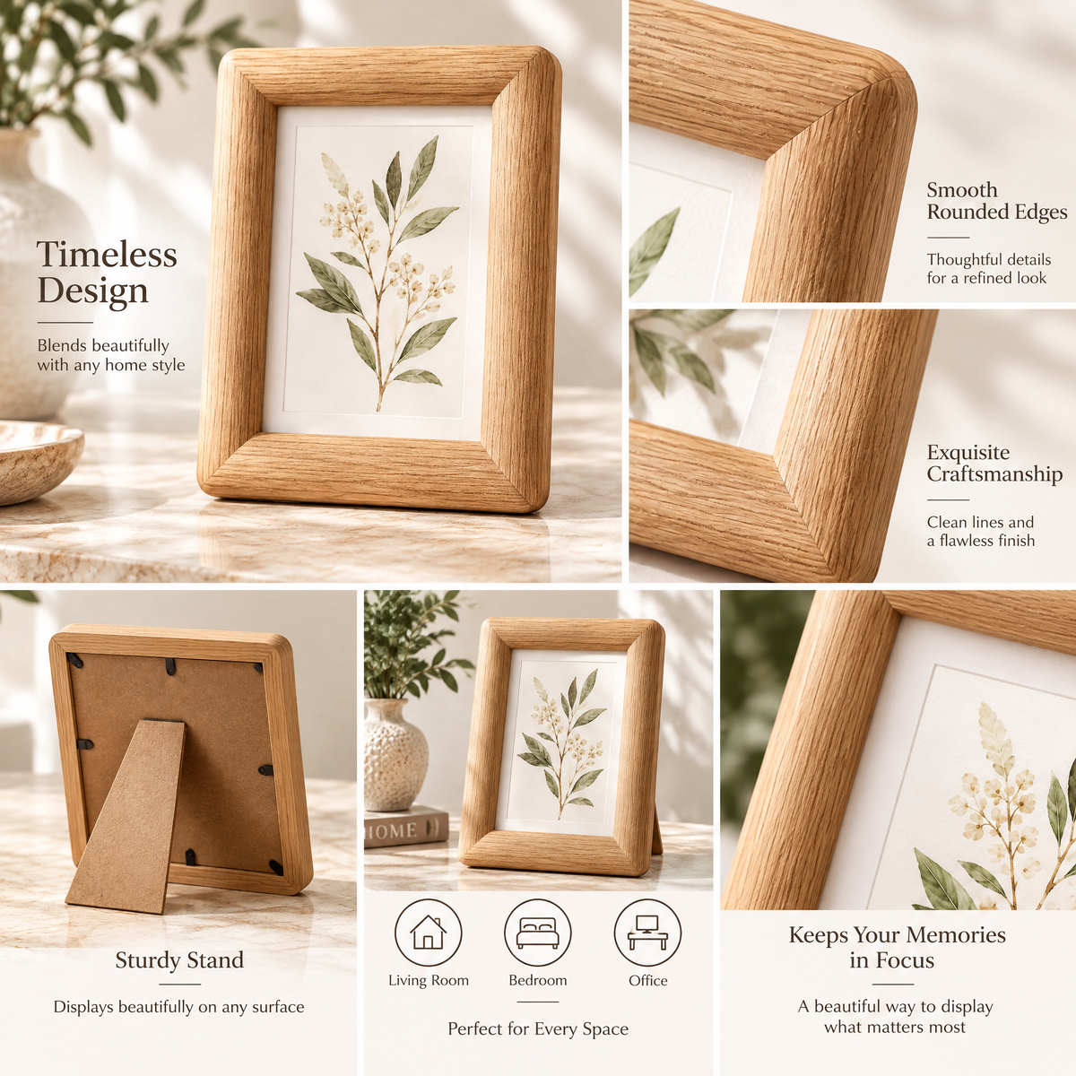 Aveallo™ Rounded-Profile Wood Photo Frame